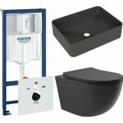 Комплект инсталляции GROHE Rapid SL 3 в 1 (NW0145/S) с унитазом Aqueduto OVO OVOT2140 и раковиной Aqueduto ESPIRAL ESP0440 (NW0658)