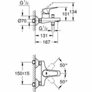 Смеситель для ванны GROHE BauFlow, хром (23756000/U), уценненый товар Смеситель для ванны GROHE BauFlow, хром (23756000/U), уценненый товар