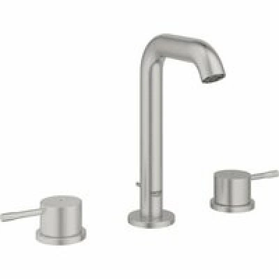 Смеситель для раковины GROHE Essence на 3 отверстия с донным клапаном, M-size, суперсталь (20296DC1)