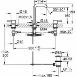 Смеситель для раковины GROHE Essence на 3 отверстия с донным клапаном, M-size, холодный рассвет, матовый (20296GN1) Смеситель для раковины GROHE Essence на 3 отверстия с донным клапаном, M-size, холодный рассвет, матовый (20296GN1)