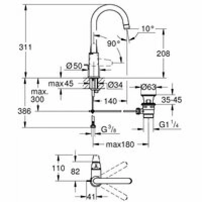 Смеситель для раковины GROHE Euroeco, с донным клапанном, хром (24272001) Смеситель для раковины GROHE Euroeco, с донным клапанном, хром (24272001)