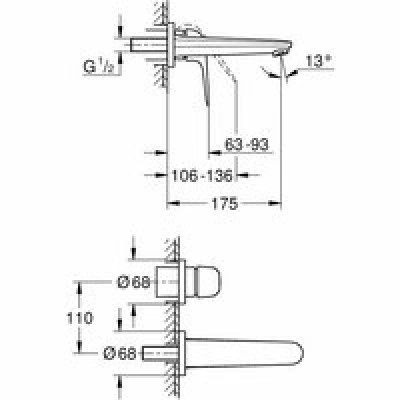 Смеситель для раковины GROHE Euroeco скрытого монтажа, хром (24274001) Смеситель для раковины GROHE Euroeco скрытого монтажа, хром (24274001)