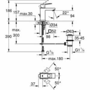 Смеситель для раковины GROHE Eurocube, хром (23127000) Смеситель для раковины GROHE Eurocube, хром (23127000)