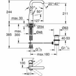 Смеситель для раковины GROHE Essence с донным клапаном, L-Size, темный графит глянец (32628A01) Смеситель для раковины GROHE Essence с донным клапаном, L-Size, темный графит глянец (32628A01)