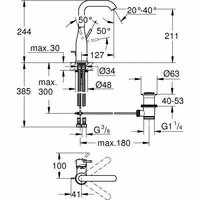 Смеситель для раковины GROHE Essence с донным клапаном, L-size, темный графит матовый (32628AL1) Смеситель для раковины GROHE Essence с донным клапаном, L-size, темный графит матовый (32628AL1)