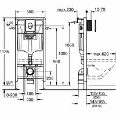 Инсталляция для подвесного унитаза GROHE Solido 3 в 1, с накладной панелью Skate Air (38956000) Инсталляция для подвесного унитаза GROHE Solido 3 в 1, с накладной панелью Skate Air (38956000)