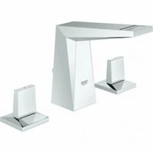 Смеситель для раковины GROHE Allure Brilliant на 3 отверстия, с донным клапаном и низким изливом, хром (20342000)