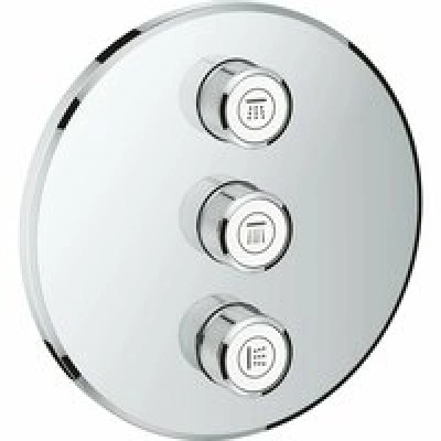 Внешняя часть переключателя потоков GROHE Grohtherm SmartControl на 3 положения, круглая, хром (29122000) Внешняя часть переключателя потоков GROHE Grohtherm SmartControl на 3 положения, круглая, хром (29122000)