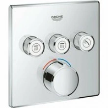 Внешняя часть смесителя для душа GROHE SmartControl квадратная, на 3 потребителя, хром (29149000)